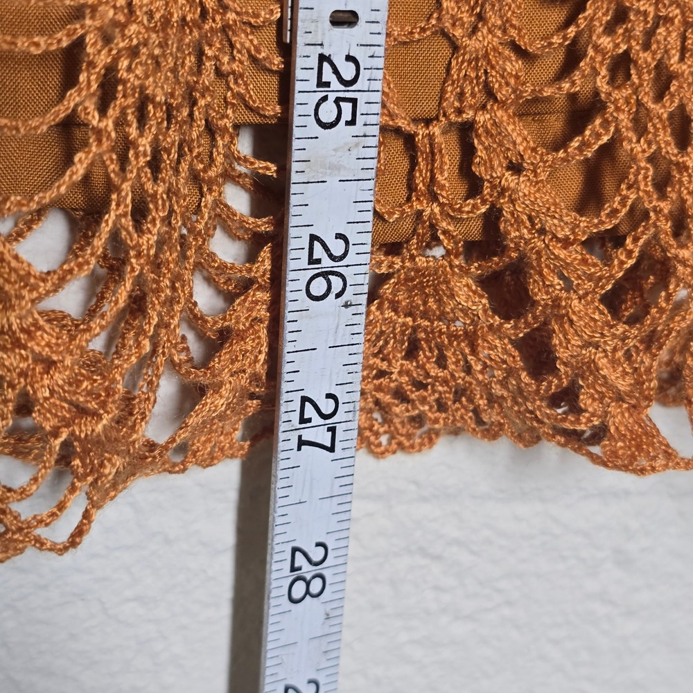 Handmade Deep Orange Crochet Knit Fairycore Top and Skirt Set Boho V Neck - Picture 8 of 11
